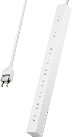 エレコム 電源タップ 10個口 2m 雷ガード ほこりシャッター 【 マグネット 回転脚パーツ 吊り穴 】 スイングプラグ ブラック ECT-2620WH