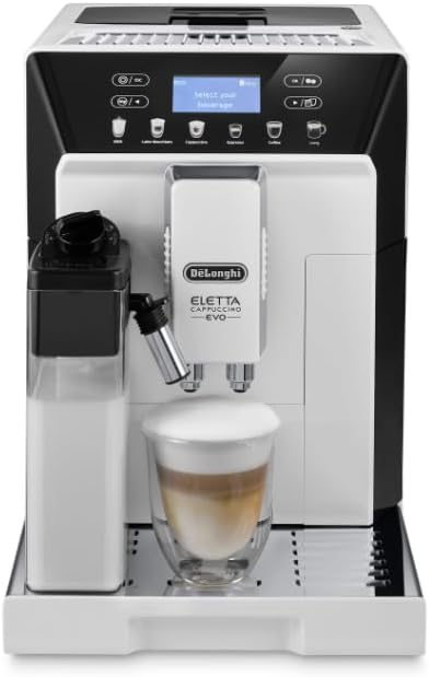 De’Longhi (デロンギ) 全自動コーヒーマシン エレッタカプチーノEVO ECAM46860W コーヒーメーカー エスプレッソマシン 全12メニュー 6ミルクメニュー ラテクレマ カフェジャポーネ搭載 自動ミルクフロッサー [ホワイト] デロンギファミリー登録で3年保証