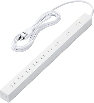 エレコム 電源タップ 雷ガード 10個口 ほこりシャッター付 固定&吊下可能な回転パーツ付き 3m ホワイト T-H0103WH