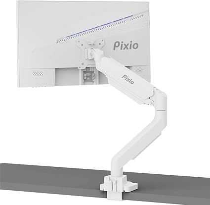 Pixio PS2S White モニターアーム 白 シングル 17-49インチ対応 耐荷重2-18kg クランプ グロメット ホワイト