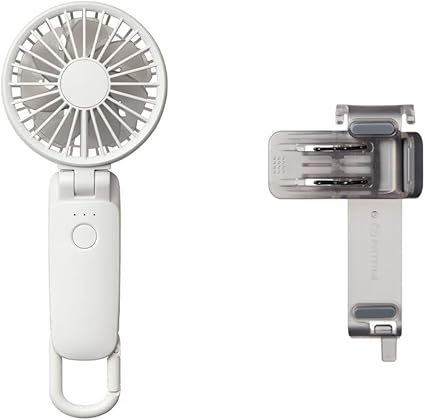 リズム(RHYTHM) ハンディファン 取付用 クリップ セット 2025 [Silky Wind Mobile 3シリーズ専用] ライトグレー (オフホワイト) 日傘対応 滑り止め付き 直径5～14mmシャフト対応