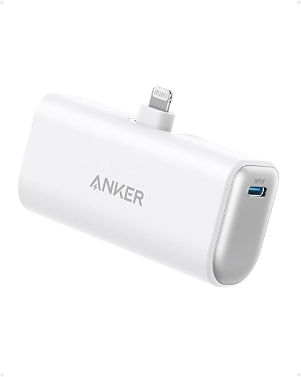 Anker Nano Power Bank (12W, Built-In Lightning Connector) (モバイルバッテリー 5000mAh 小型コンパクト)【MFi認証済/PowerIQ搭載/ライトニング端子一体型】 iPhone 14 / 13 / 12 シリーズ (ホワイト)