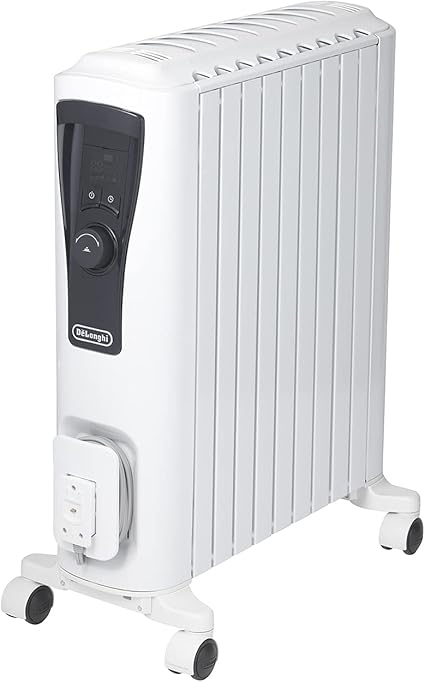 De'Longhi (デロンギ) オイルヒーター ユニカルド RHJ65L0915 電気ヒーター ゼロ風暖房 節電 乾燥しにくい 表面温度約60℃ エコモード 安全プラグ [10-13畳] [ピュアホワイト×ブラック] デロンギファミリー登録で5年保証