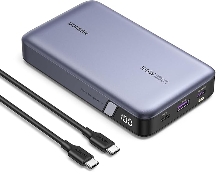UGREEN 100W モバイルバッテリー PD・PPS 2.0対応 20000mAh 大容量 3ポート USB-C×2 USB-A×1 パススルー機能 低電流モード搭載 入力65W急速充電対応 マルチ保護機能搭載 PSE技術基準適合 MacBook Windows PC iPad Pro iPhone Galaxy Android スマートフォン ノートPC その他 PB720