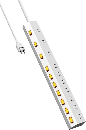 エレコム 電源タップ 雷ガード 10個口 個別スイッチ ホコリ防止シャッター付き スイングプラグ 2.5m ホワイト ECT-1625WH