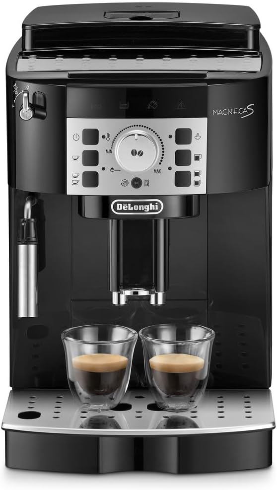 De'Longhi (デロンギ) 全自動コーヒーマシン マグニフィカS ECAM22112B コーヒーメーカー 全2メニュー カフェジャポーネ搭載 アイスコーヒー 豆から挽きたて 簡単お手入れ 手動ミルクフロッサー ブラック デロンギファミリー登録で3年保証
