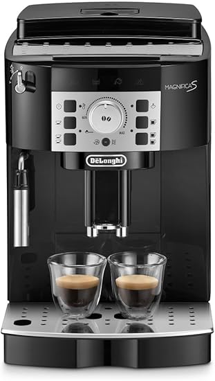 De'Longhi (デロンギ) 全自動コーヒーマシン マグニフィカS ECAM22112B コーヒーメーカー 全2メニュー カフェジャポーネ搭載 アイスコーヒー 豆から挽きたて 簡単お手入れ 手動ミルクフロッサー ブラック デロンギファミリー登録で3年保証