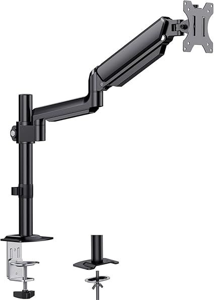 HUANUO (ファーノー) モニターアーム ディスプレイアーム ガス式 VESAアーム クランプ式&グロメット式 PCアーム 17～32インチ対応 耐荷重2～8kg 角度調節 ケーブル管理 HNSSK1