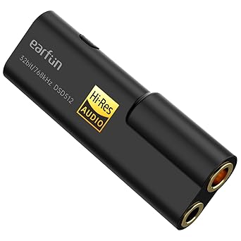 【VGP 2024金賞】EarFun UA100 USB DAC ヘッドホンアンプ/Hi-Res認証 DAC アンプ 小型/32bit/768kHz DSD 512ハイレゾ対応/3.5mm 4.4mm ケーブル着脱式/Type-C 対応超小型 DAC/アルミニウム合金材質ポータブルヘッドホンアンプ/HD ロスレス音楽