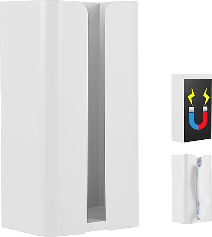 Wowfill マグネット ティッシュケース ペーパーホルダー 長方形 片手で切れる キッチン 浴室 お風呂 洗面台 収納(白)