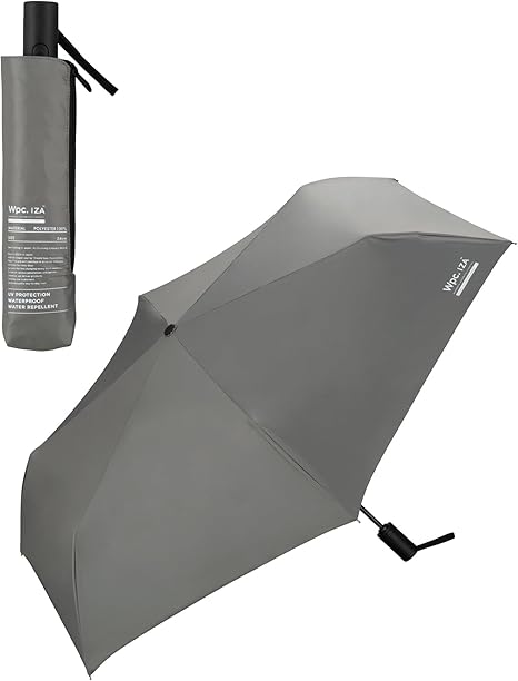 Wpc. IZA 男の晴雨兼用傘【自動開閉】Automatic & Safe グレー [遮光率100%・UVカット率100%・UPF50＋・遮熱] 日傘 メンズ イーザ 男性 折りたたみ傘 親骨54cm レディース 無地 おしゃれ ZA013-913-102