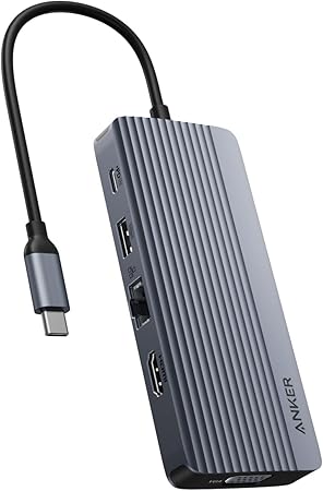 Anker USB-C ハブ (10-in-1, Dual Display) 100W USB PD対応 4K HDMIポート 1080p VGAポート 5Gbps 高速データ転送 USB-C USB-Aポート イーサネットポート microSD&SDカードスロット搭載 Macbook Pro/Air 他