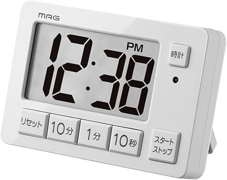 MAG(マグ) タイマー キッチン 勉強 学習 会議 音量切り替え 消音 無音 ライト デジタル 時計表示 置き掛け兼用 マグネット 磁石 ライトグレー ヒカルン TM-608A LGY-Z ノア精密