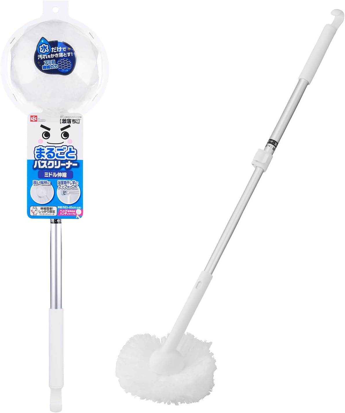 レック 激落ちくん お風呂 まるごと バスクリーナー ミドル伸縮 63～85cm アミメ状の特殊繊維 バスブラシ お風呂掃除 ブラシ