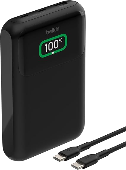 Belkin モバイルバッテリー 大容量20000mAh 最大65W PD3.0高速充電対応 ノートPC/タブレット/iPhone&Androidスマホ対応 3台同時充電 3ポート(USB-C x 2 USB-A x 1) PSE技術基準適合 軽量&コンパクト 機内持ち込み可能 アウトドア/災害/緊急用の便利グッズ 充電用USB-Cケーブル付属 メーカー保証2年 ブラック BPB020btBK