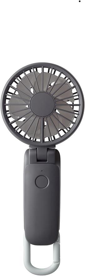 リズム(RHYTHM) ハンディファン 2024 静音 首掛け 卓上 USB充電式 [国内メーカー] 強力 弱でも涼しい 2重反転ファン DCモーター カラビナ＆ストラップ付き 小型 携帯扇風機 にも 卓上扇風機 にもなる Silky Wind Mobile 3.1 ダーク グレー 9ZF036RH08