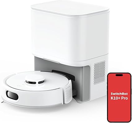 超小型 SwitchBot ロボット掃除機 K10+Pro 高精度マッピング - 3000pa強力吸引 水拭き 使い捨て掃除シート30枚付き 禁止エリア 静音設計 遠隔操作 自動充電 落下防止 2.4GWi-Fi対応 スイッチボット Alexa Google Home IFTTT Siriに対応