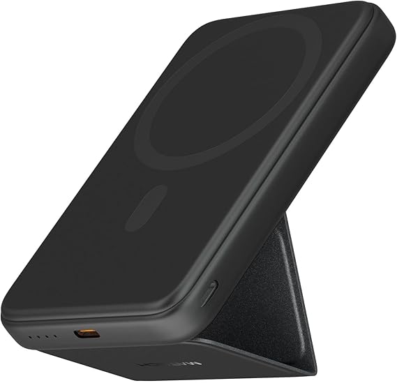 MATECH(マテック)® モバイルバッテリー マグセーフ 薄型 小型 軽量 7000mAh【薄さ12.8mm/アップグレード版 タイプC×2ポート/MagSafe対応マグネット式/最大出力15W ワイヤレス/PD22W/iPhone12~16対応】(PowerMag 7000 Dual Type-C Version ブラック)