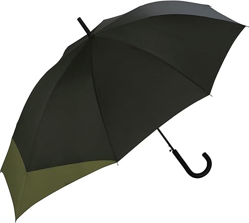 Wpc. 雨傘 [バックパックが濡れない] BACK PROTECT ブラック×カーキ 長傘 メンズ 晴雨兼用 60cm 大きい ジャンプ リュック 後ろが長い 通勤 通学 男性 女性 シンプル おしゃれ UX04-931-001
