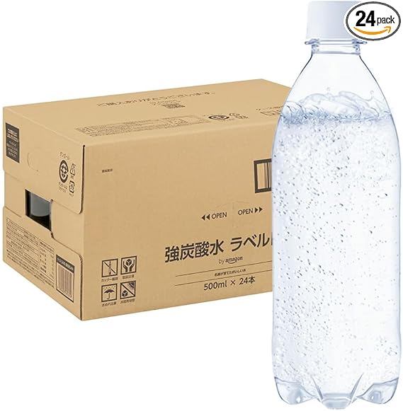 by Amazon 炭酸水 ラベルレス 500ml ×24本 強炭酸水 ペットボトル 500ミリリットル (Smart Basic)