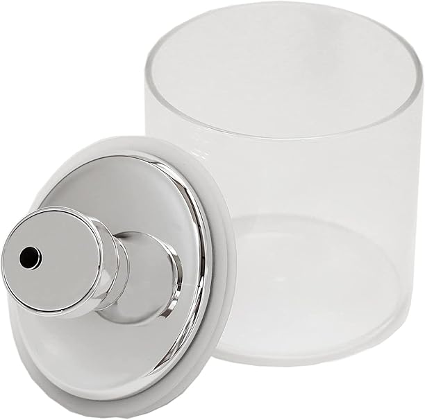 富士商 密閉 ガラス キャニスター 保存容器 エア・リデューサー スリム S 420cc F9476 シルバー