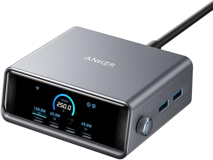 Anker Prime Charger (250W, 6 Ports, GaN) (USB PD 充電器 USB-A & USB-C) iPad iPhone MacBook Android スマートフォン ノートPC 各種 その他機器対応
