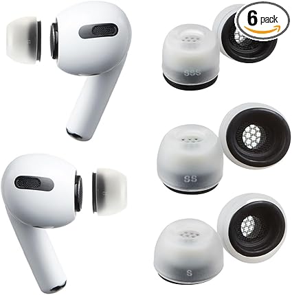 アズラ(AZLA) SednaEarfit MAX for AirPods Pro [第1/第2世代対応イヤーピース SSS/SS/Sサイズ各1ペア] テーパード構造 医療用シリコン イヤーピース分離可能 一体型シリコンフィルター搭載 低刺激 快適フィット