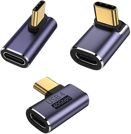 YFFSFDC USB4.0 Type C 変換 アダプター 左右 90° 曲げ3種類セット PD 100W/5A急速充電 40Gbps高速データ転送 8K@60Hz映像出力 L字 L型 タイプc type-c 90度 オス メス USB C コネクター スリムデザイン Thunderbolt 3、Mac Book 、Nintendo Switch、Sam sungなどのType Cデバイスに対応