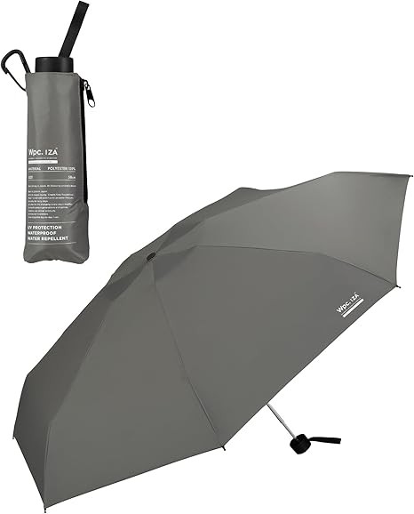 Wpc. IZA 男の晴雨兼用傘【コンパクトなのに開くと大きい】LARGE&COMPACT グレー [遮光率100%・UVカット率100%・UPF50＋・晴雨兼用]日傘 メンズ イーザ 男性 折りたたみ傘 58cm おしゃれ 無地 ZA010-913-102