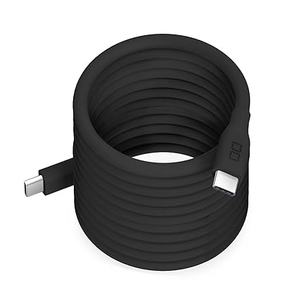 CIO 柔らかいスパイラルシリコンケーブル CtoC (Type-C/USB-C) 急速充電 磁石 マグネット吸着 充電ケーブル PD 240W データ転送 480Mbps 形状記憶 絡まりにくい iPhone 17 / 16 / 15 / Macbook Pro/Air/iPad/ノートパソコン Galaxy Google Pixel Android (アンドロイド) (ブラック, 2m)