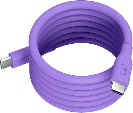 CIO 柔らかいスパイラルシリコンケーブル CtoC (Type-C/USB-C) 急速充電 磁石 マグネット吸着 充電ケーブル PD 240W データ転送 480Mbps 形状記憶 絡まりにくい iPhone 17 / 16 / 15 / Macbook Pro/Air/iPad/ノートパソコン Galaxy Google Pixel Android (アンドロイド) (パープル, 1m)