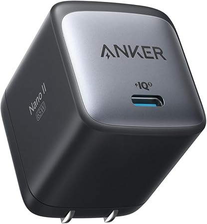 Anker Nano II 65W (PD 充電器 USB-C)【独自技術Anker GaN II採用/PD対応/PSE技術基準適合/折りたたみ式プラグ】MacBook PD対応Windows PC iPad iPhone Galaxy Android スマートフォン ノートPC 各種 その他機器対応 (ブラック)