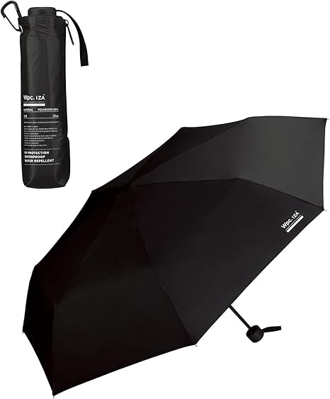 Wpc. IZA 男の晴雨兼用傘【耐風】WIND RESISTANCE ブラック [遮光率100%・UVカット率100%・UPF50＋・遮熱] 日傘 メンズ イーザ 男性 折りたたみ傘 親骨55cm 大きい 丈夫 無地 おしゃれ ZA014-900-102