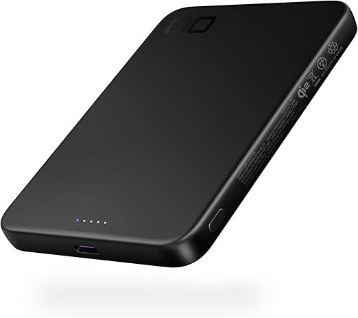 CIO Qi2 MagSafe対応 5000mAh 発熱抑制優先 モバイルバッテリー 超薄型 [薄さ8.7mm] マグネット ワイヤレス充電 軽量 小型 USB-C PD 20W iPhone 17 / 16 / 15 / 14 / 13 / 12 / Airシリーズ Pixel10シリーズ に対応 急速充電 SMARTCOBY SLIM 5K (ブラック, セーフティモデル)