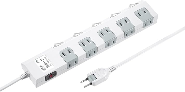 サンワダイレクト 電源タップ 2m 10個口 雷ガード 個別スイッチ マグネット ホワイト 700-TAP051