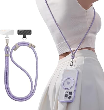 [TORRAS] 【多用途・丈夫さ】外出が身軽に スマホストラップ ショルダー 首掛け ストラップ 長さ調節可能 タグパッチ 2枚入り ネックストラップ ショルダー スマホ iPhone 16 15 14 13 12 pro max 用 Android xiaomi galaxy 用 全機種対応 斜め掛け 「LoopGo Flex」紫色