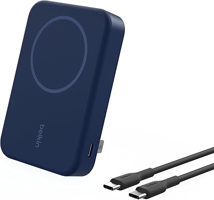 Belkin Qi2対応 ワイヤレスモバイルバッテリー 10000mAh iPhone 16/15/14/13/12/Qi2対応Android ワイヤレス出力(15W) Cポート入出力(2ポート) パススルー充電対応 PSE技術基準適合 機内持ち込み可能 充電用ケーブル同梱(USB-C to C 1m) メーカー保証2年 キックスタンド付き ブルー BPD008fqBL