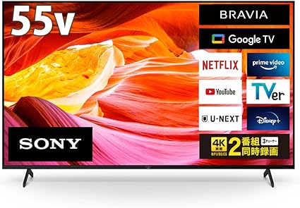 ソニー 55V型 4K X80WKシリーズ 液晶 テレビ ブラビア KJ-55X80WK Google TV Dolby Atmos対応 8畳以上推奨 2022年モデル