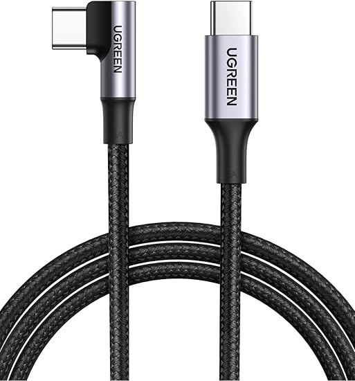 UGREEN L字 USB Cケーブル【PD 100W/5A急速充電 3M】L型 ナイロン編み usb-c タイプc ケーブル MacBook/iPad/Chromebook/Pixel 4 XL/Switch/ドローン/iPhone 16シリーズ/iPhone 15シリーズ等USB-Cデバイス対応【ビデオ出力非対応】