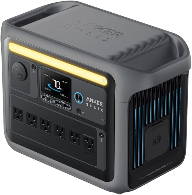 Anker Solix C1000 Portable Power Station ポータブル電源 1056Wh 世界最速の急速充電 高出力AC(定格1500W / 瞬間最大2000W / SurgePad 2000W, 6ポート) 長寿命10年 リン酸鉄 コンパクト設計 拡張バッテリー対応(別売り) パススルー機能 アプリ遠隔操作 防災安全協会推奨 (ダークグレー)
