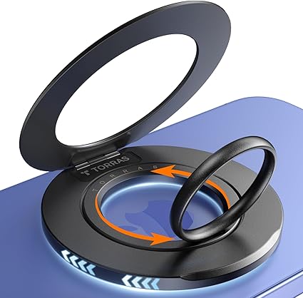 【2025新型・2in1 スマホリング】 TORRAS MagSafe対応 リング 360度回転 バンカーリング スマホスタンド 縦横両用 マグネット リング iPhone17/16/15/14/13/12用 薄型 マグセーフ 携帯リング 強力磁石 落下防止 メタルリング付き「Ostand Go」 マットブラック