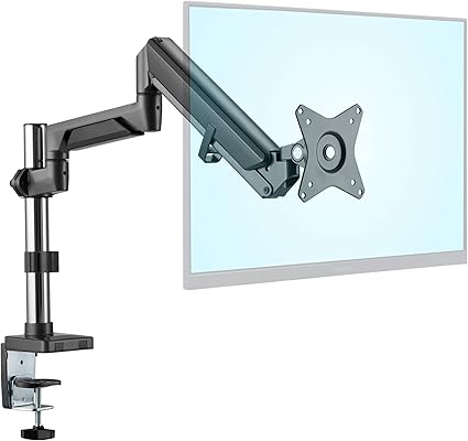 Green House GH-AMDD1-GY Monitor Arm, Gas Pressure Design, Fits 17 - 32 Inches, Max Load 19.8 lbs (9 kg) Clamp & Grommet Design