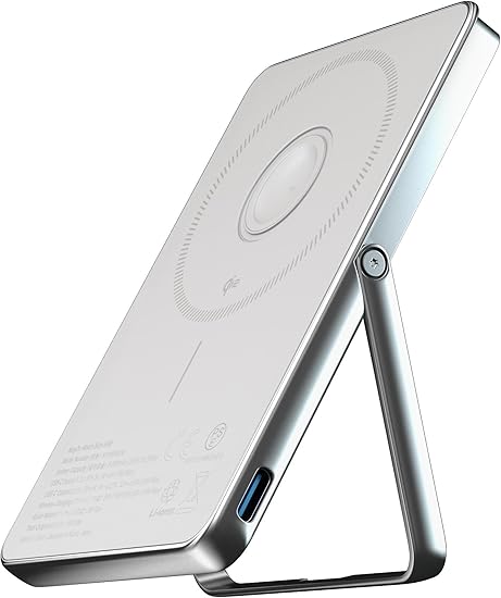 MATECH(マテック)® Qi2 モバイルバッテリー マグセーフ 小型 超薄型 軽量(薄さ8.5mm, 5000mAh)【アップルウォッチ 充電器/MagSafe対応マグネット式/ワイヤレス充電 最大出力15W/タイプC PD22W/iPhone12~16対応】(MagOn Watch Slim 5000) (ホワイト)