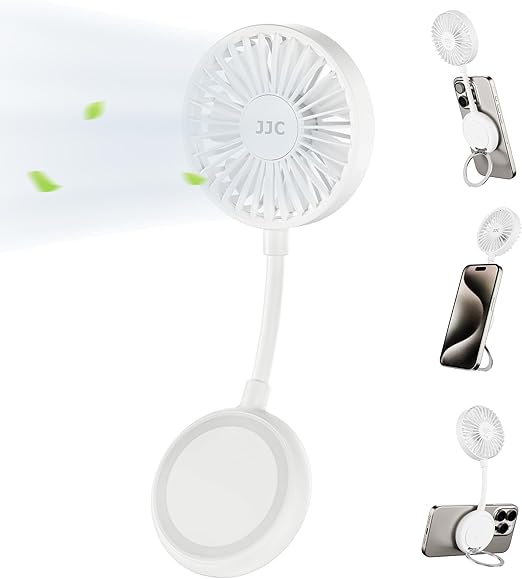 JJC ハンディファン マグネット スマホ用 扇風機 Magsafe対応 携帯扇風機 ハンディ スマホホルダー スマホリング 3段階 風量調節 Type-C充電式 手持ち 小型扇風機 超强磁力 スマホスタンド iPhone 16 15 14 13 pro max Sharp Xperia用 片手操作 軽量 ミニ 熱中症対策 暑さ対策 通勤 通学 花見 花火大会 アウトドア キャンプ プレゼント