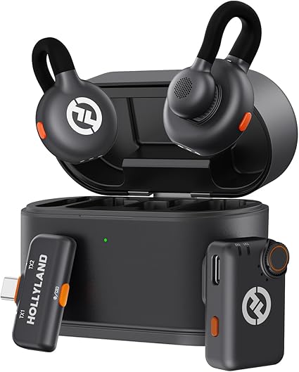 Hollyland Lark M2S Mini Combo (カメラ RX+USB-C RX) ワイヤレスマイク 超軽量7g チタンクリップ式 48Khz/24Bit ワイヤレスラベリアマイク iPhone/カメラ/Android/PC用ピンマイク ノイズキャンセリング 30時間使用 Vlog インタビュー ストリーミング