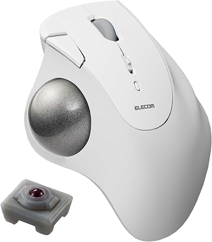 Elecom M-IT10BRWH Wireless Trackball Mouse IST Bluetooth Thumb Operated 36mm Ball Artificial Ruby Support 5 Buttons Windows Mac Chromebook White