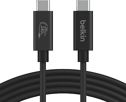 Belkin USB-Cケーブル USB4 240W 20Gbps高速データ転送 4K/60Hz対応 HDR対応 iPhone 15/MacBook/iPad Pro/iMac/Windows対応 USB-IF認証 1.2m ブラック INZ004qc1.2MBK