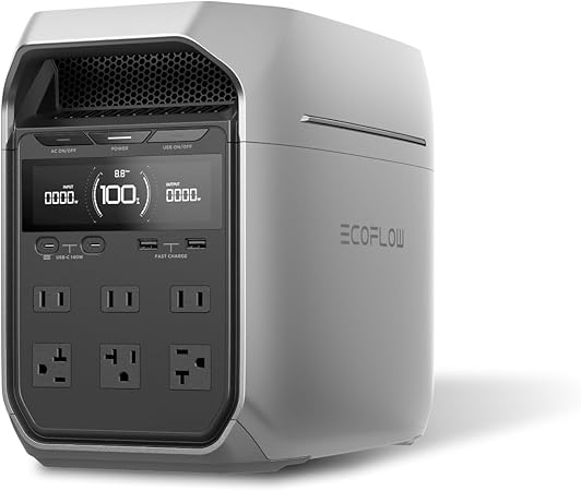 EcoFlow DELTA 3 Plus ポータブル電源 1024Wh 業界最速級の充電速度 56分で100%充電 高出力AC(定格1500W /サージ3000W) リン酸鉄リチウムイオン 長寿命10年 ソーラー入力1000W 10ミリ秒未満のUPS 三重の保護 運転 アプリ対応 ポータブルバッテリー 節電対策 停電対策 防災グッズ