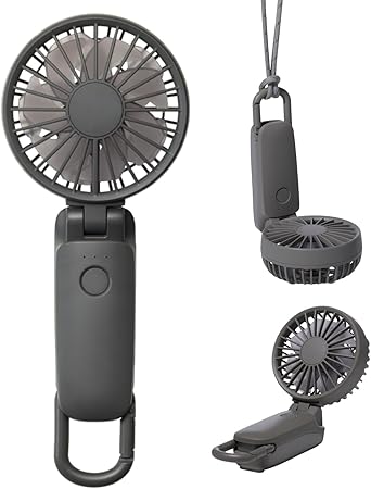 リズム(RHYTHM) ハンディファン 2025 大風量 静音 3WAY (手持ち 首掛け 卓上) [国内メーカー] 風量5段階 Type-C対応 カラビナ＆ストラップ付き 小型 携帯扇風機 Silky Wind Mobile 3.2 ダークグレー 9ZF040RH82