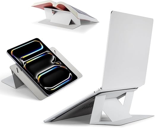 MOFT【公式直営店】 ノートパソコンスタンド 非粘着式 15°&25°二段階調整 超軽量 薄型 ノートpc タブレット Macbookスタンド 互換性 7~11インチのタブレット、 11~14のpcに対応 持ち運び便利 収納便利 コンパクト 放熱穴付き 折り畳み（ミスティグレー）